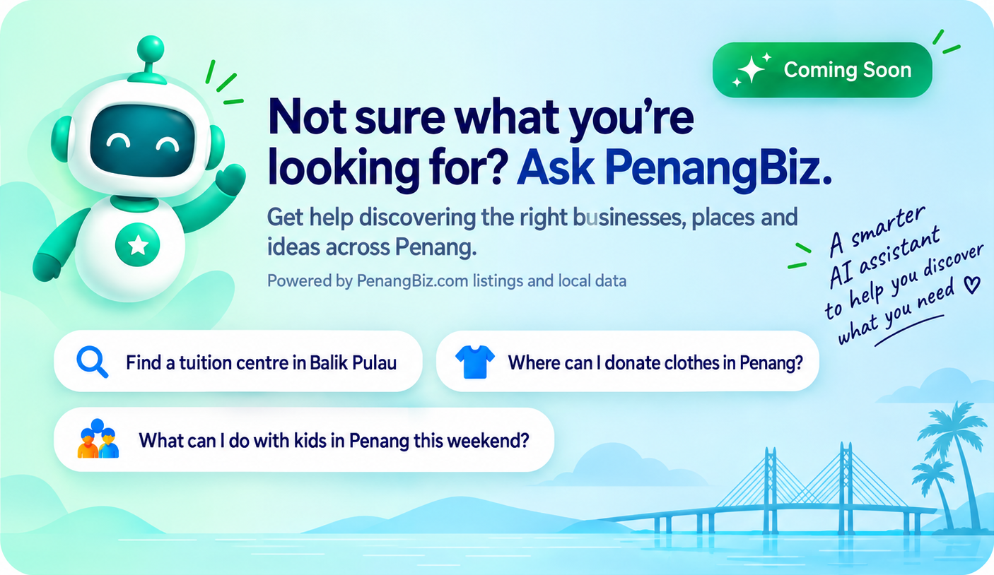 Ask-PenangBiz-Mobile Ask PenangBiz – a coming-soon AI assistant for discovering businesses, places and ideas across Penang.